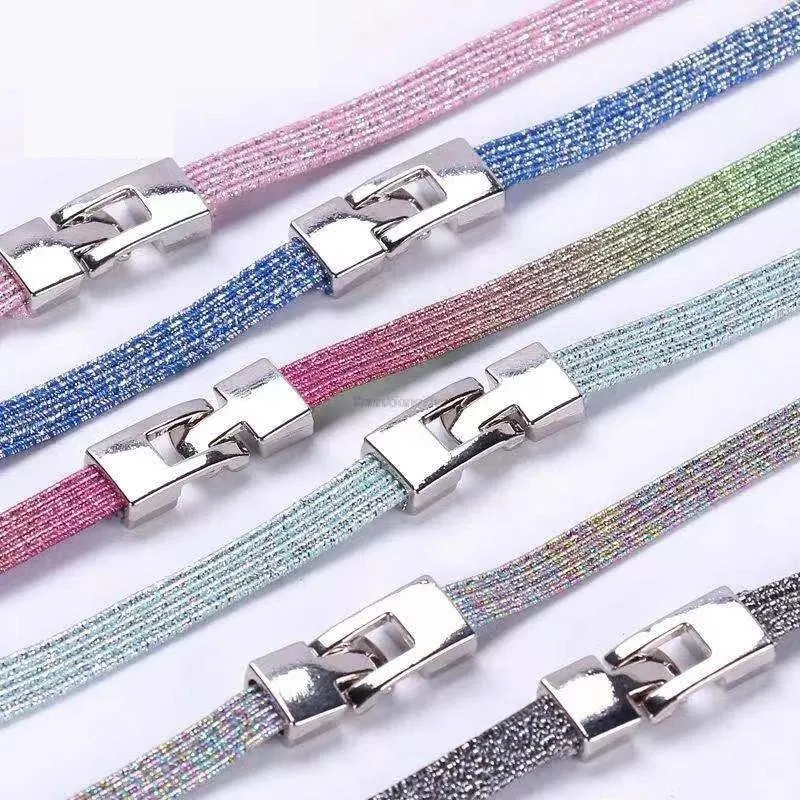 1 Pair Shiny Interlocking Elastic Shoelaces