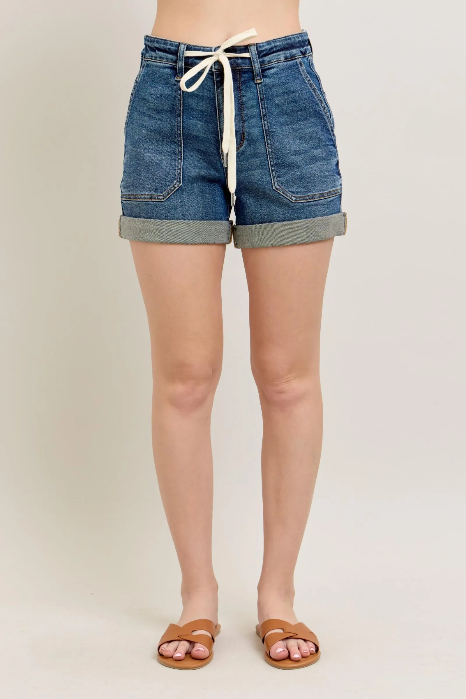 Adventure Calls Judy Blue Full Size High Rise Cuff Denim Shorts