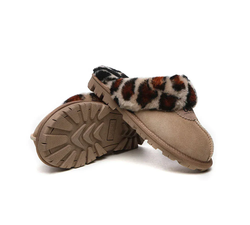 Australian Shepherd® UGG Slippers Double Face Sheepskin Women Leopard Print Slipper