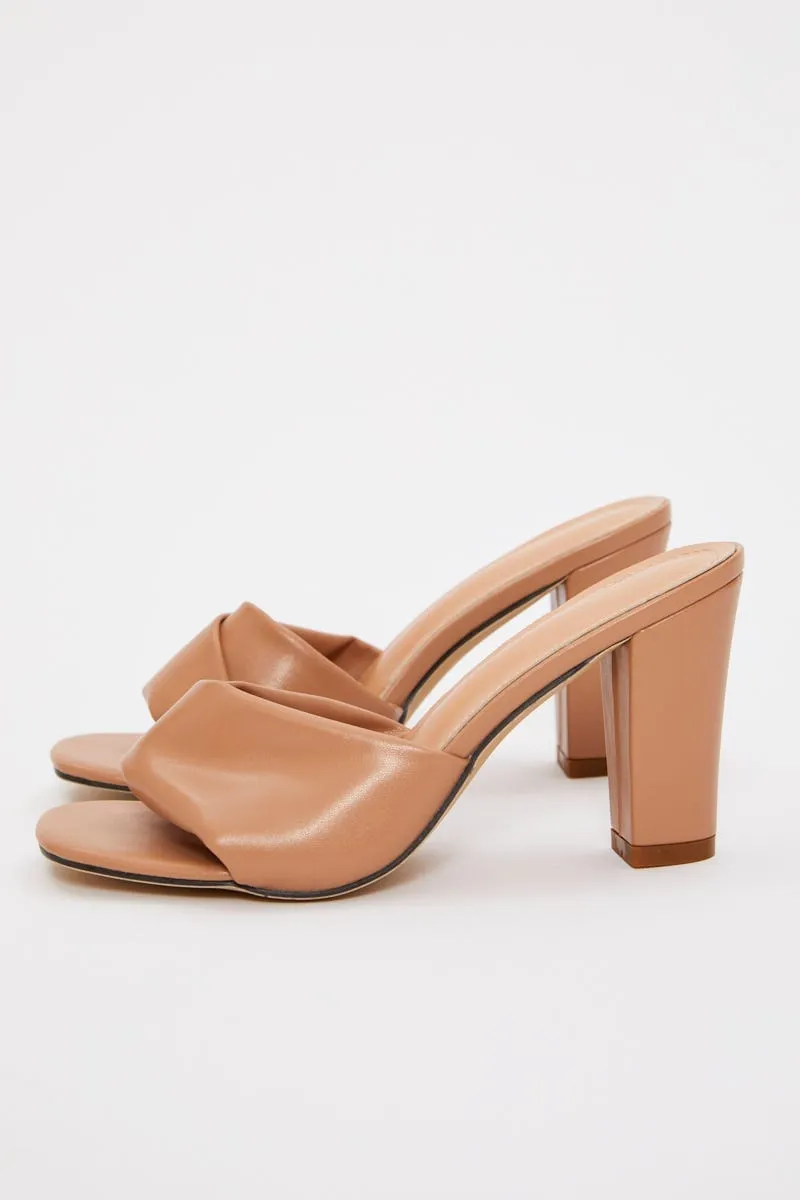 Beige Faux Leather Mule