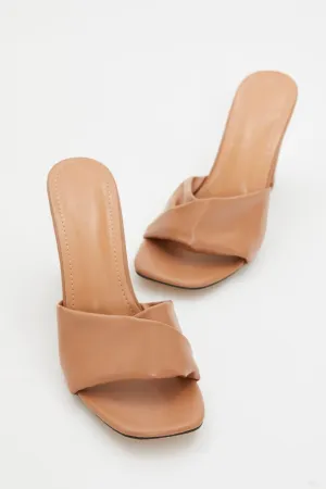 Beige Faux Leather Mule