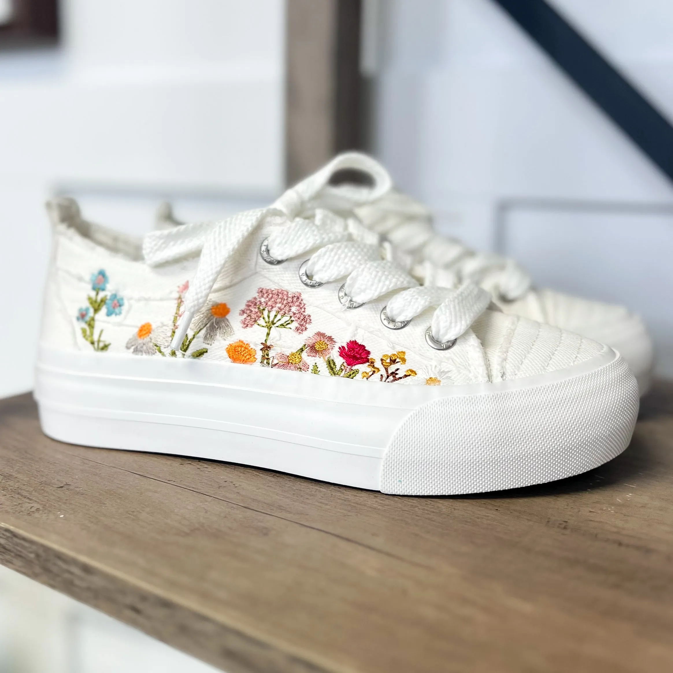 Blowfish In Full Bloom Canvas White Platform Sneakers