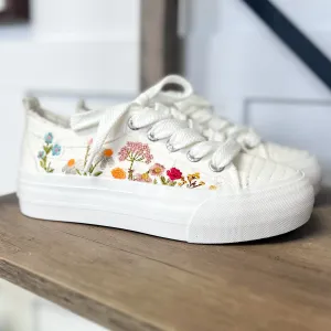 Blowfish In Full Bloom Canvas White Platform Sneakers