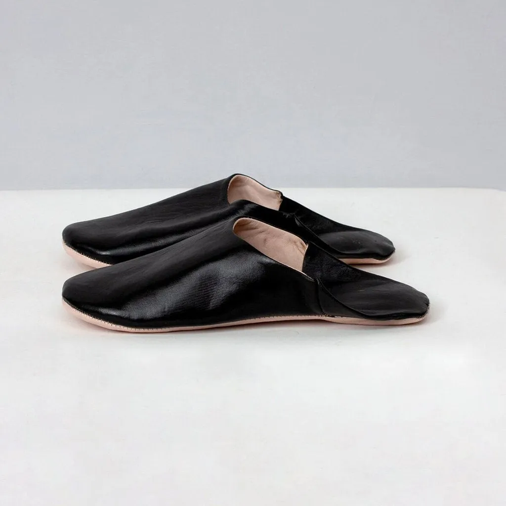 Bohemia Men's Leather Babouche Slippers, Black