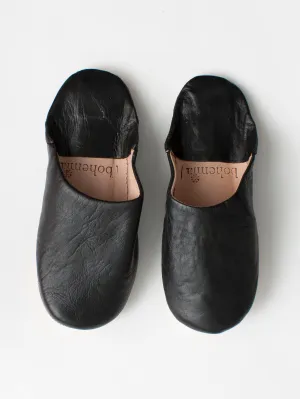 Bohemia Men's Leather Babouche Slippers, Black