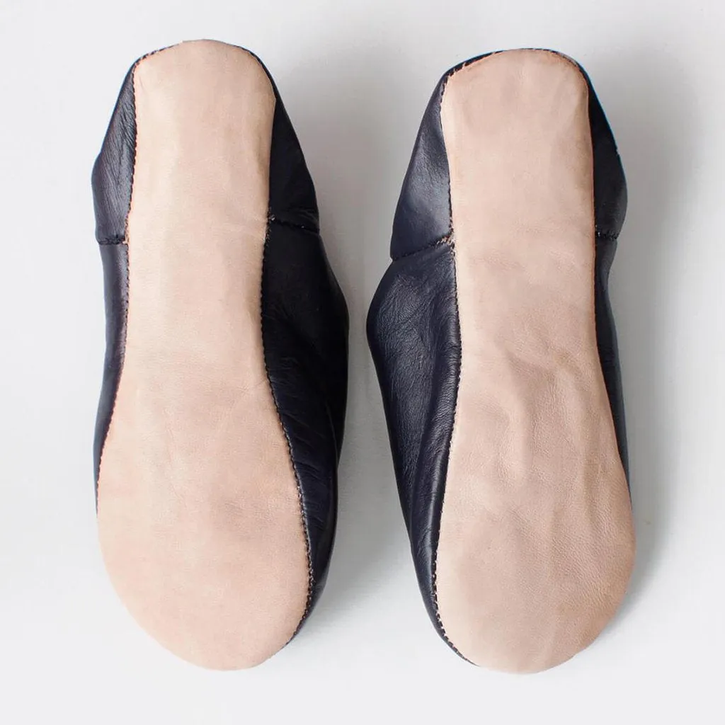 Bohemia Men's Leather Babouche Slippers, Black