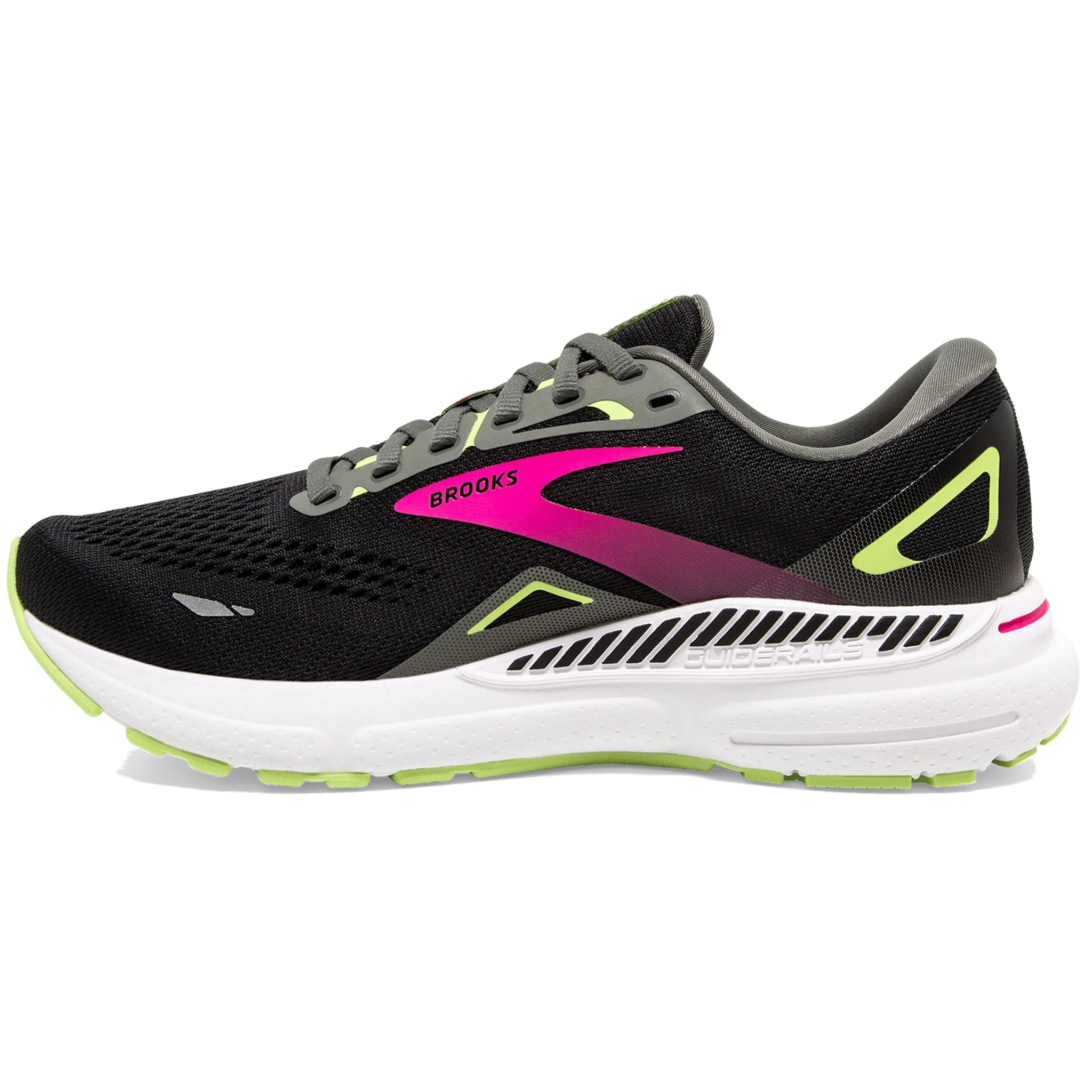 Brooks Adrenaline GTS 23 Women's D Wide Fit Black-Gunmetal-Sharp Green