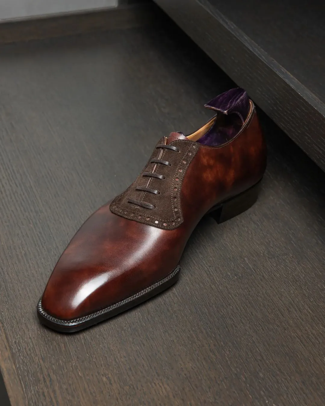 Brown Leather Livorno Brogue Oxford Shoes - AW24
