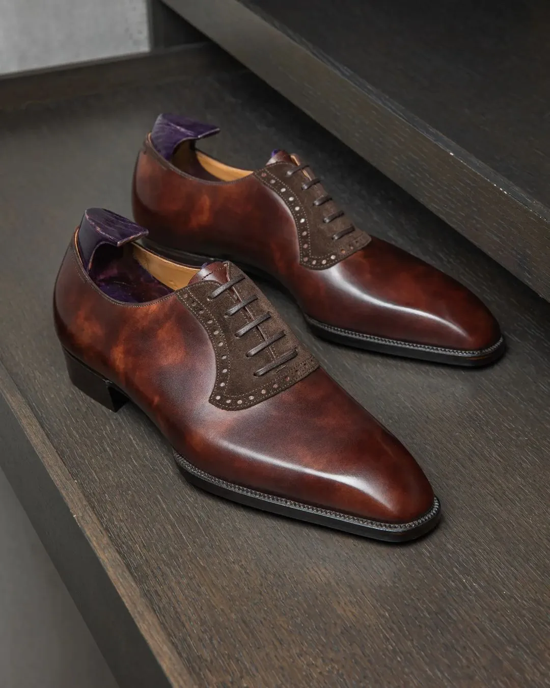 Brown Leather Livorno Brogue Oxford Shoes - AW24