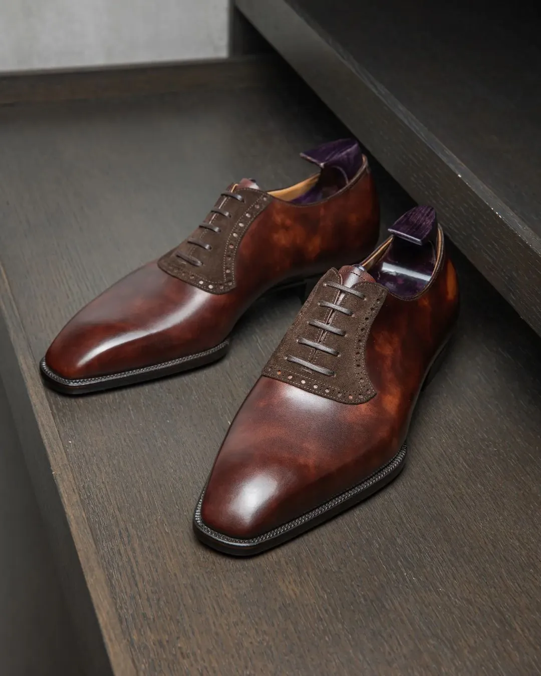 Brown Leather Livorno Brogue Oxford Shoes - AW24