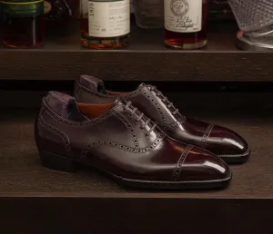 Brown Leather Odessa Brogue Toe Cap Oxford Shoes - AW24