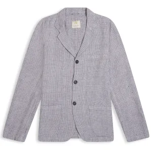 Burrows & Hare Houndstooth Linen Blazer - Pink/Grey