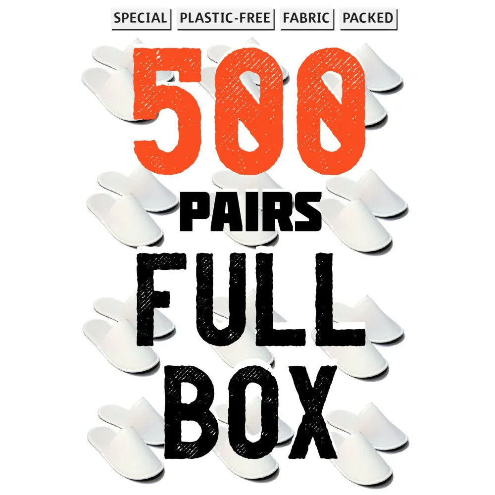 Chochili 500 Pairs Fabric Packed Terry Cotton Disposable Bulk Hotel Slippers for Airbnb Spa Wedding Guests Adult Men Women Size 10-11, White
