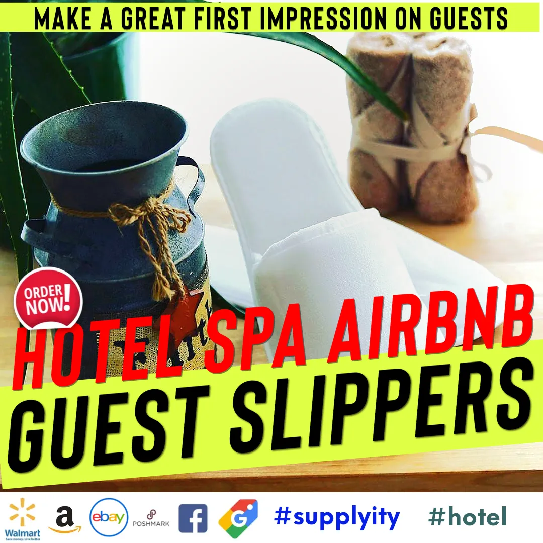 Chochili 500 Pairs Fabric Packed Terry Cotton Disposable Bulk Hotel Slippers for Airbnb Spa Wedding Guests Adult Men Women Size 10-11, White