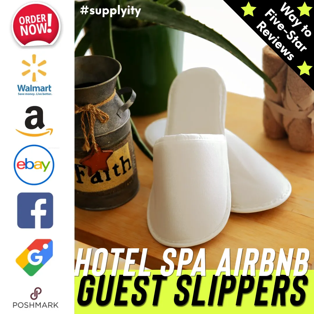 Chochili 500 Pairs Fabric Packed Terry Cotton Disposable Bulk Hotel Slippers for Airbnb Spa Wedding Guests Adult Men Women Size 10-11, White