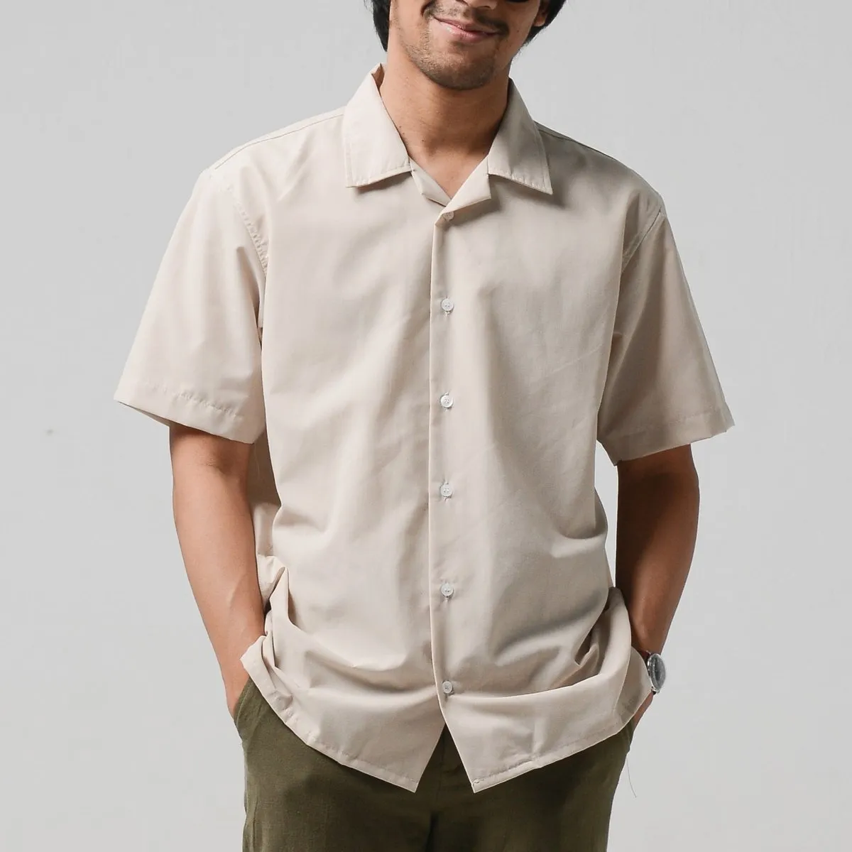 Cuban Collar Shirt Creme
