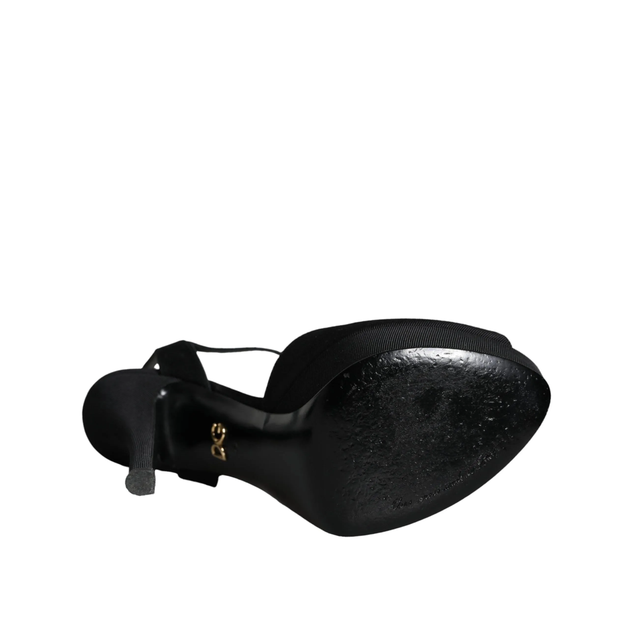 Dolce & Gabbana Black Leather Platform Heels Sandals Shoes