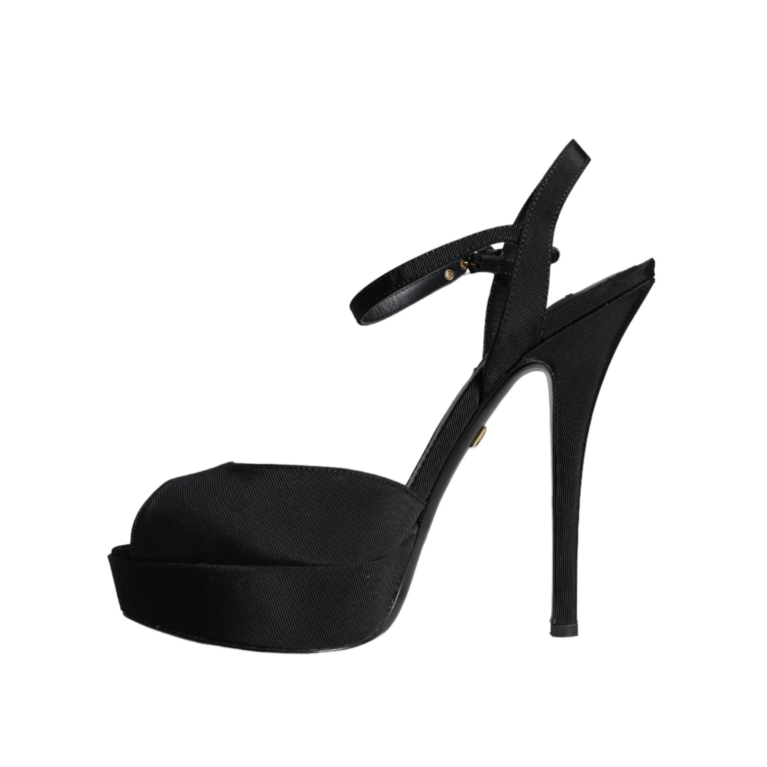 Dolce & Gabbana Black Leather Platform Heels Sandals Shoes