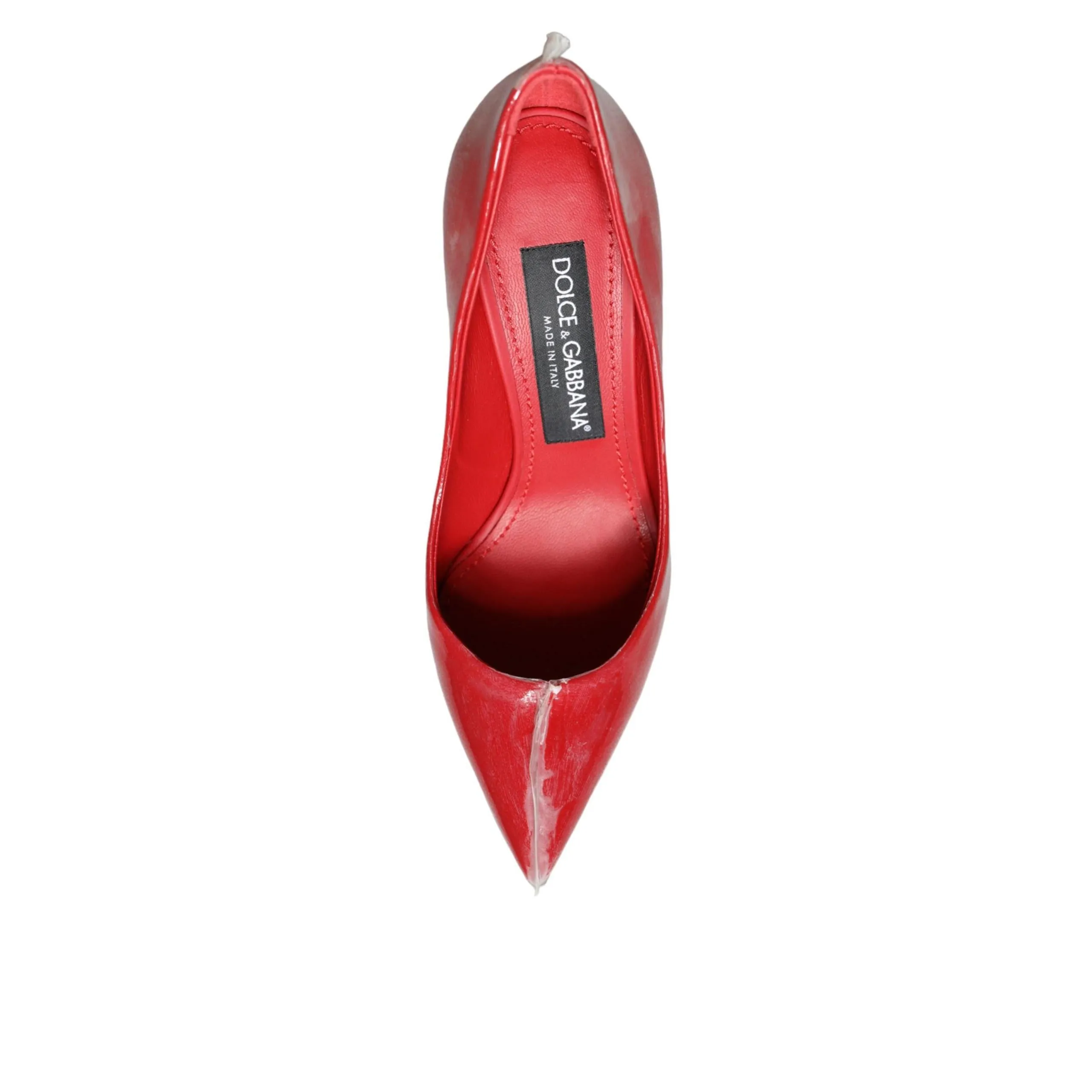 Dolce & Gabbana Red Patent Leather Faux Pearl Heels Pumps Shoes