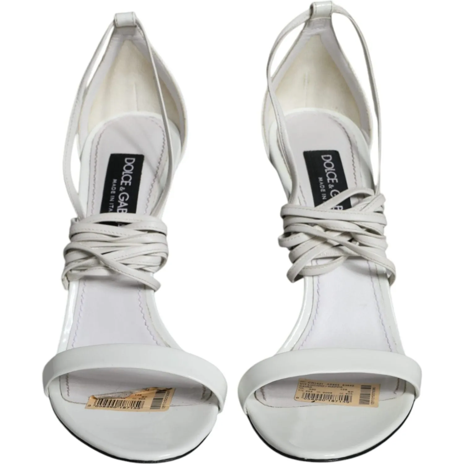 Dolce & Gabbana White Leather High Heels Sandals Shoes