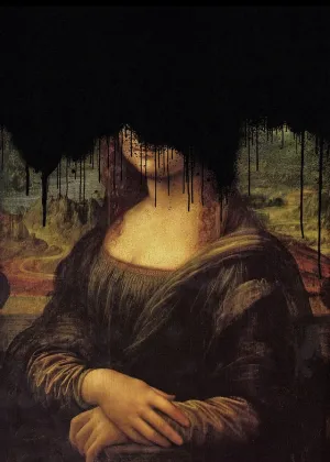 Drippy Mona Lisa Black Graffiti Print