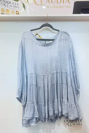 EDGY PLUS: Norma Tiered Babydoll Long-Sleeve Top