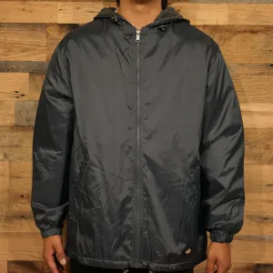 FLEECE LINED HOODED NYLON JACKET