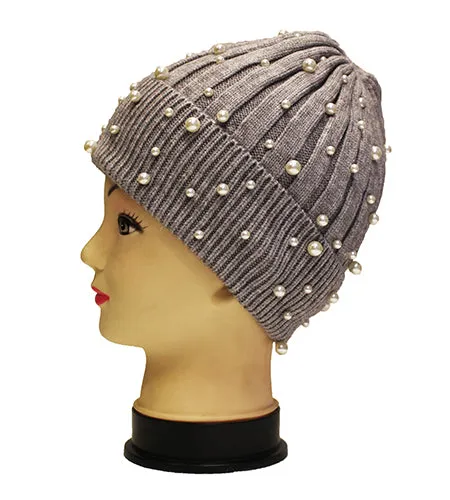 Fleece Lined Pearl Knit Hat-HT1903