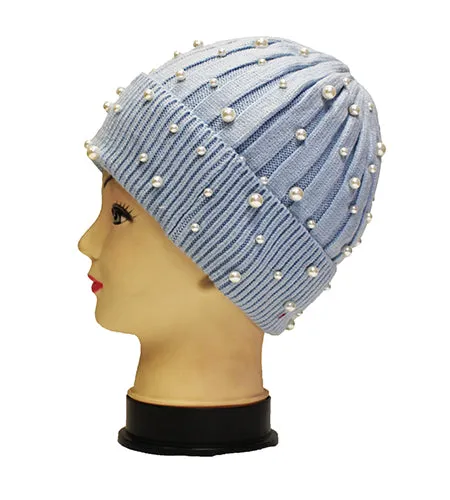 Fleece Lined Pearl Knit Hat-HT1903