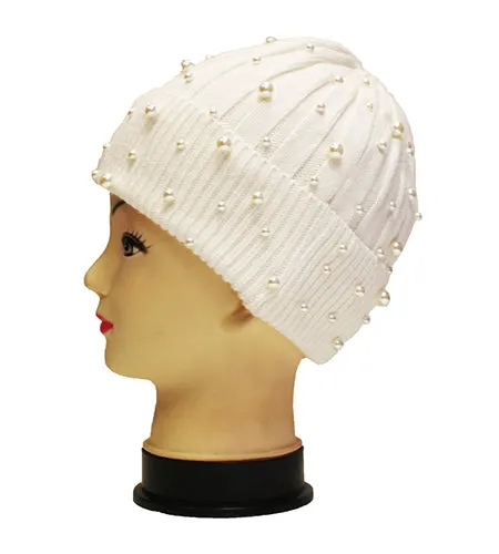 Fleece Lined Pearl Knit Hat-HT1903