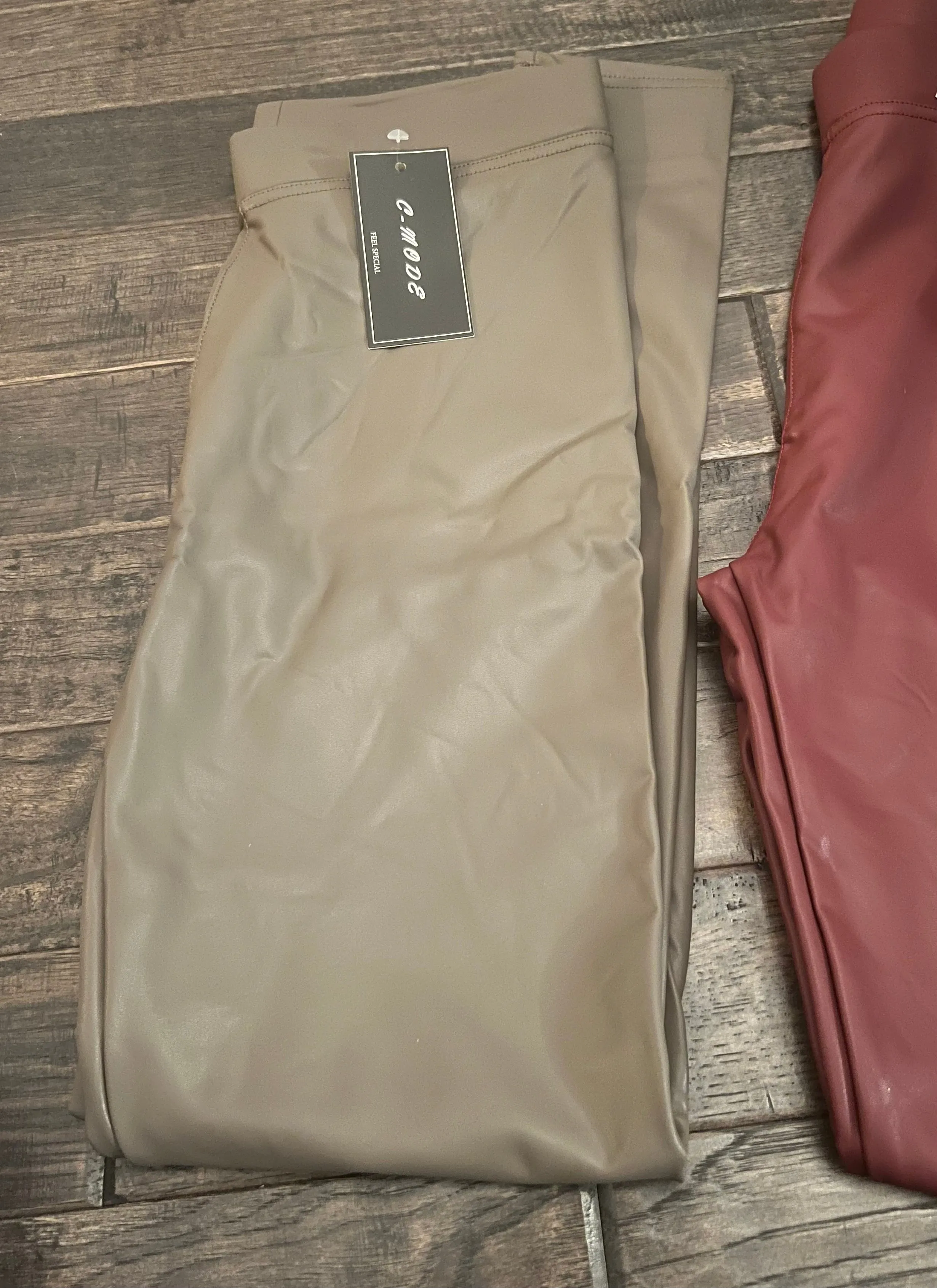 fleece lined PU leggings