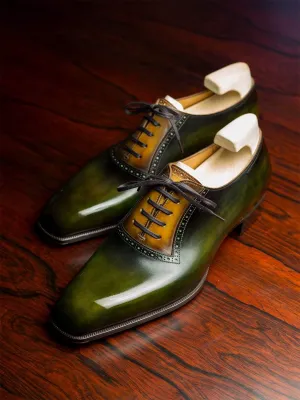 Green and Tan Thalia Leather Brogue Oxford