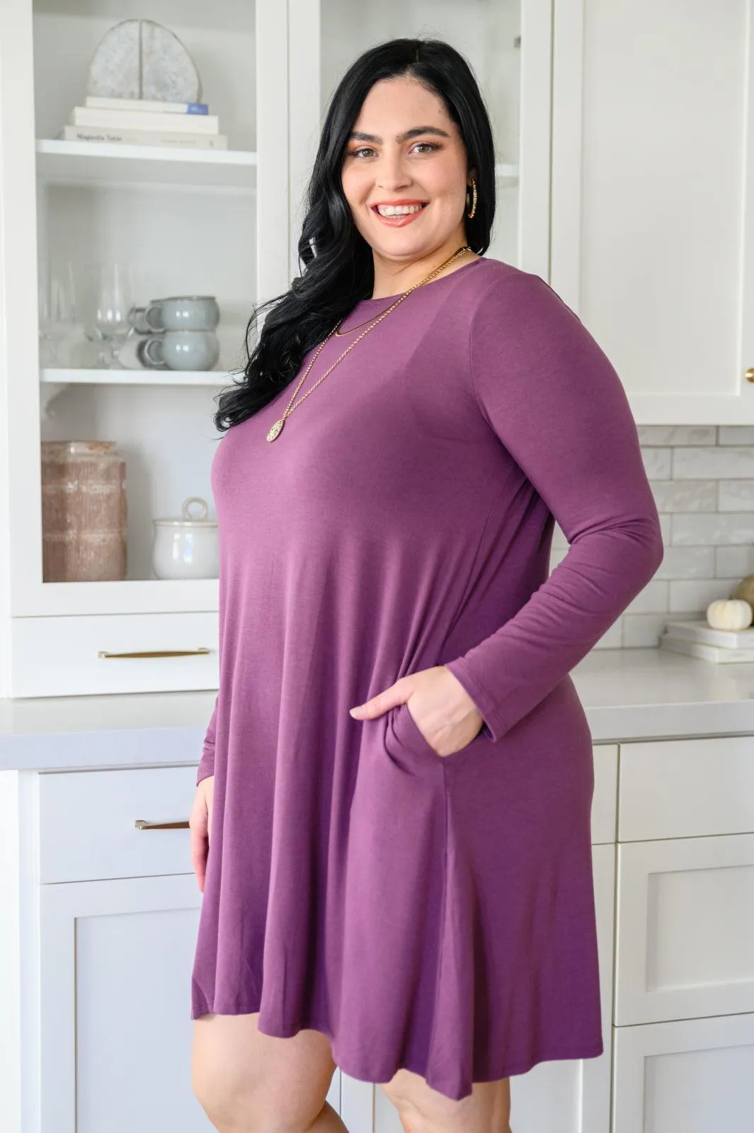 Hazel Blues® | Most Reliable Long Sleeve Knit Dress In Plum