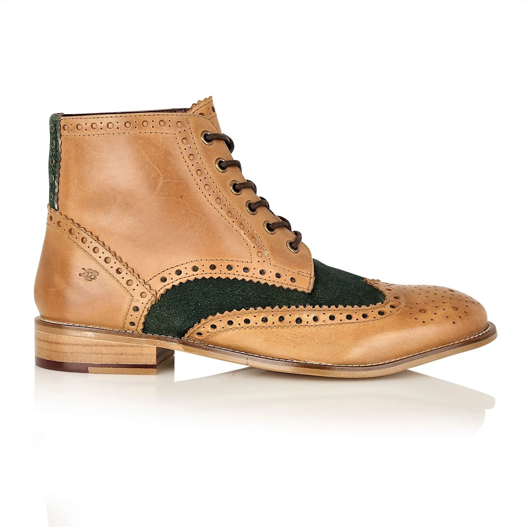 London Brogues Mens Leather Lace Up Wingtip Formal Gatsby Hi Brogue Boots