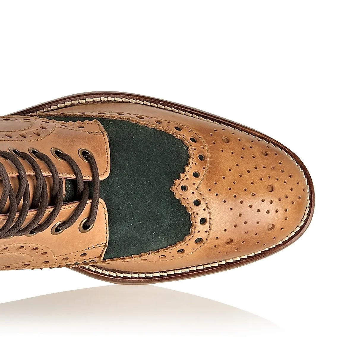 London Brogues Mens Leather Lace Up Wingtip Formal Gatsby Hi Brogue Boots