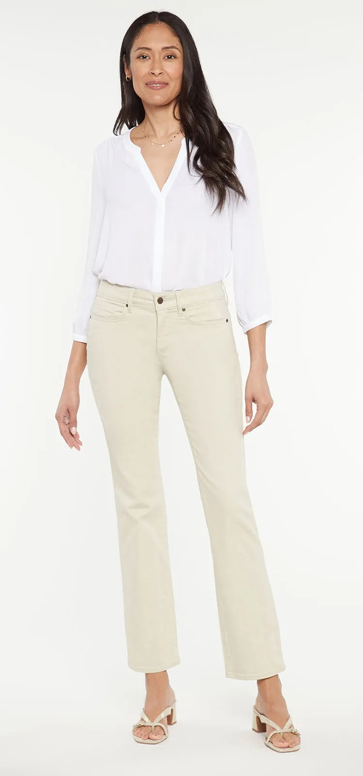 Marilyn Straight Beige Jeans Premium Denim | Feather