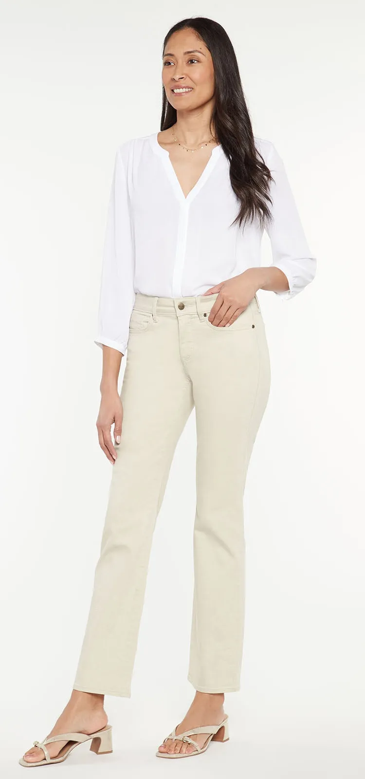 Marilyn Straight Beige Jeans Premium Denim | Feather
