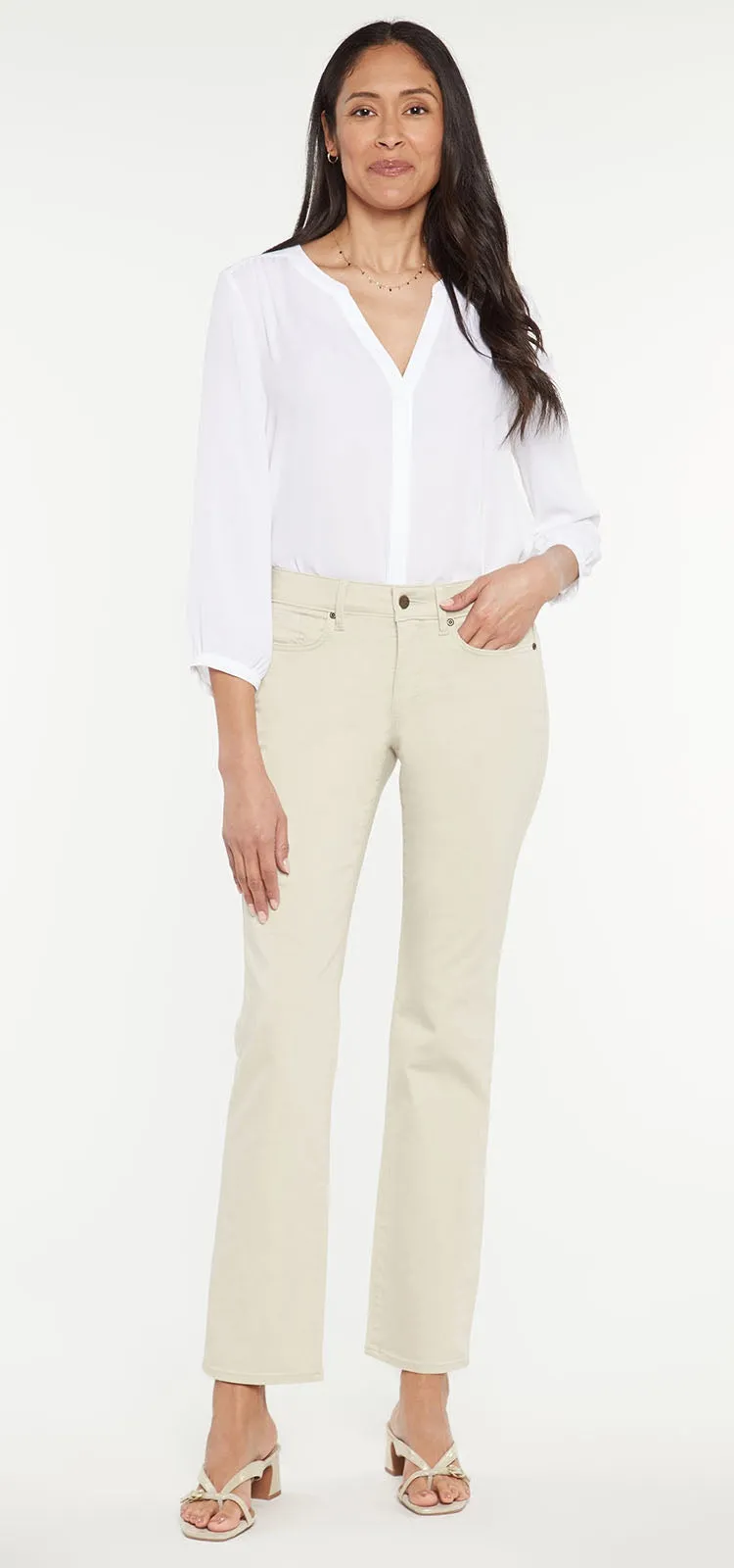 Marilyn Straight Beige Jeans Premium Denim | Feather