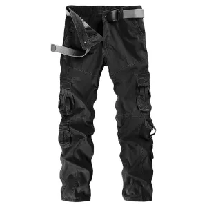 Men Solid Color Pocket Cargo Pants
