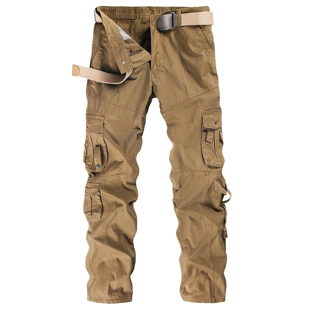 Men Solid Color Pocket Cargo Pants