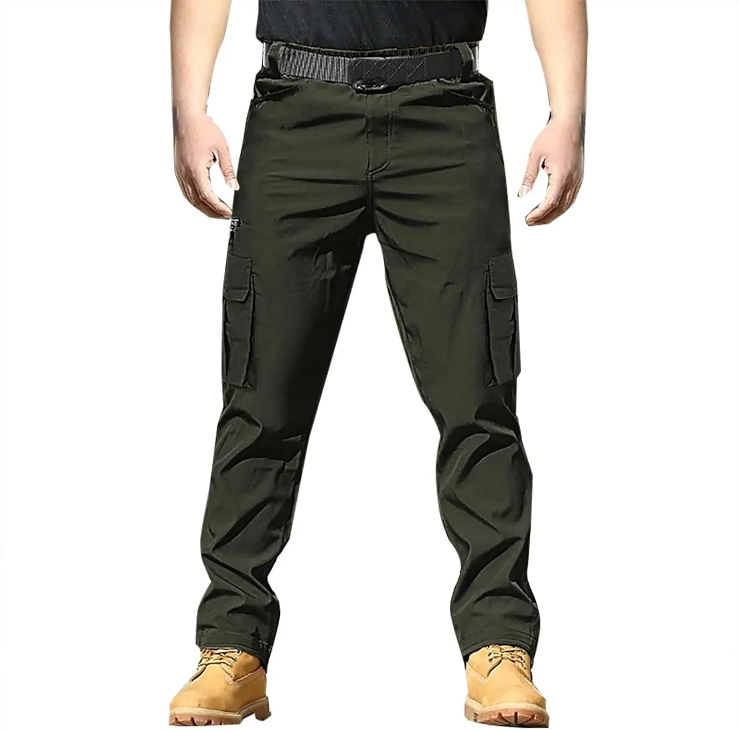 Mens Work Pants Cargo Men's Cargo Pants Trousers Elastic Waist Zipper Pocket Straight Leg Pantalones De Hombre Trabajo