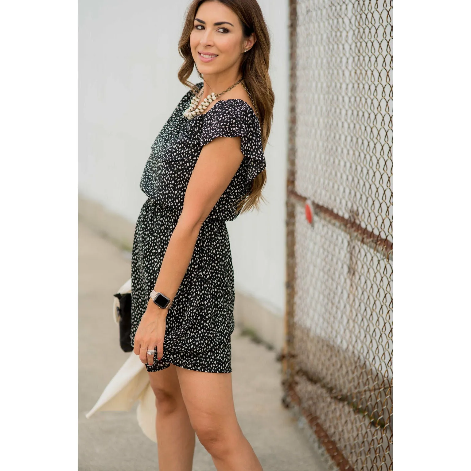 Mini Cheetah Off The Shoulder Dress