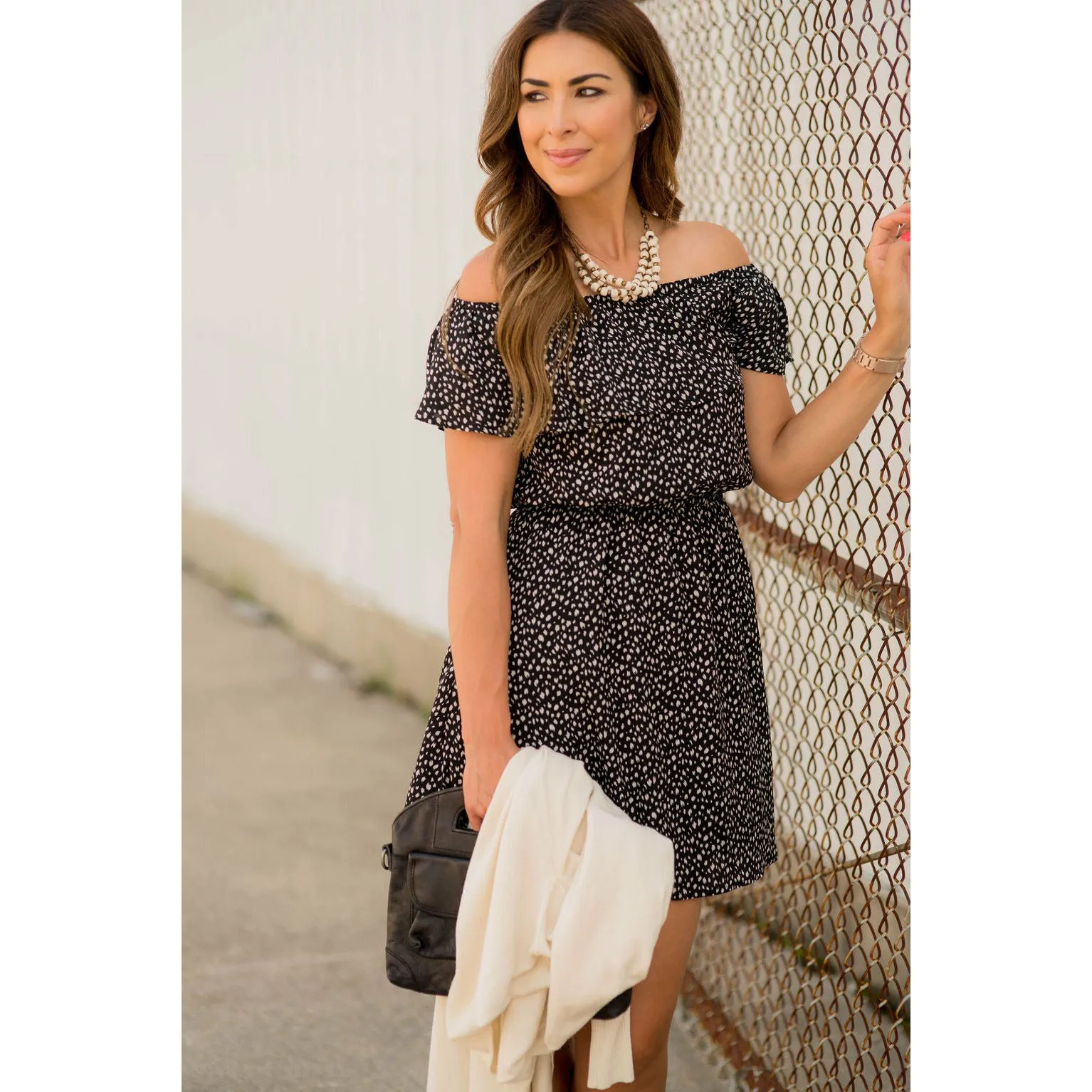Mini Cheetah Off The Shoulder Dress