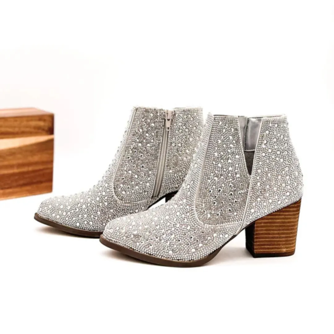 Online Exclusive | Shine Star Rhinestone Bootie in Silver