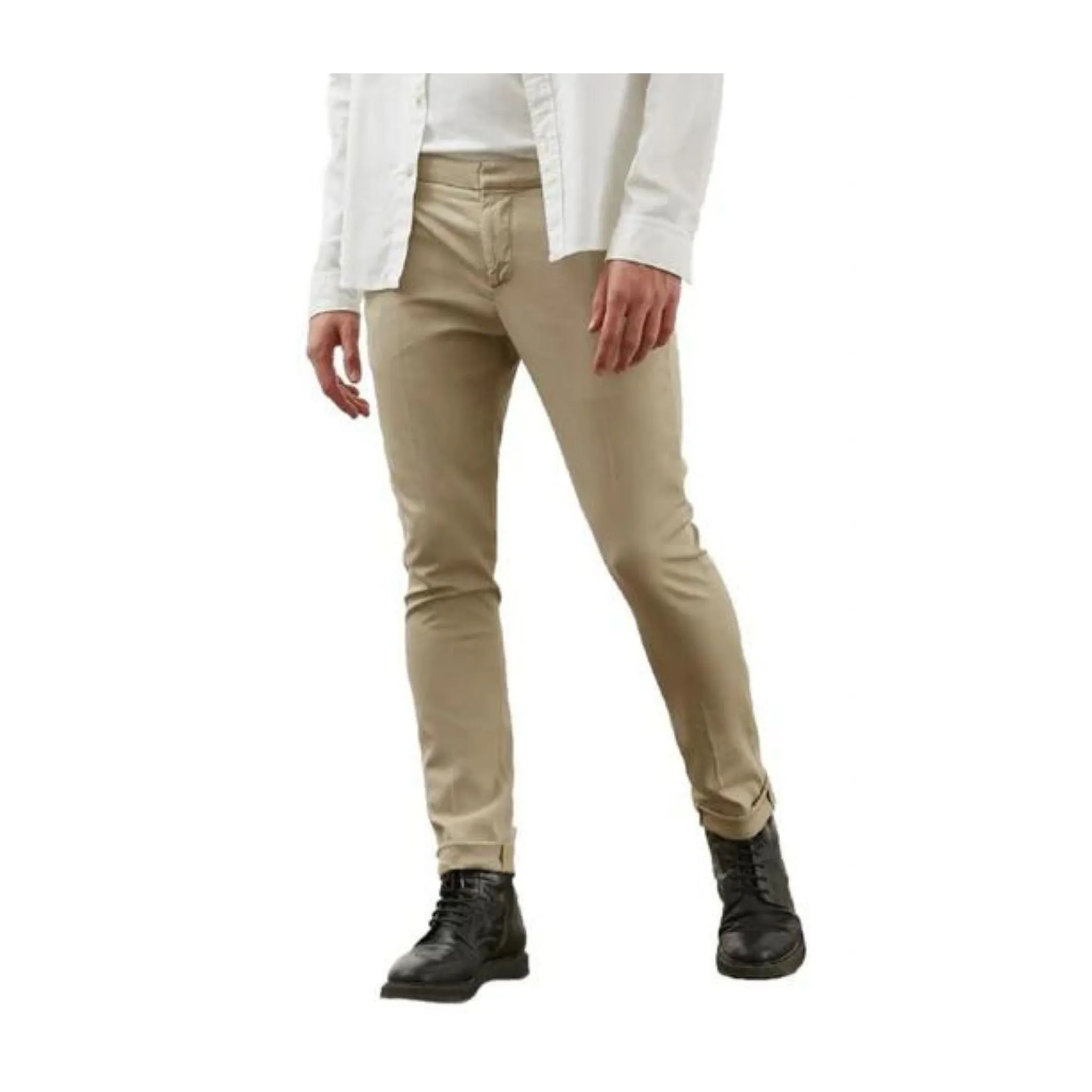 Pantalone Uomo Beige con risvolto
