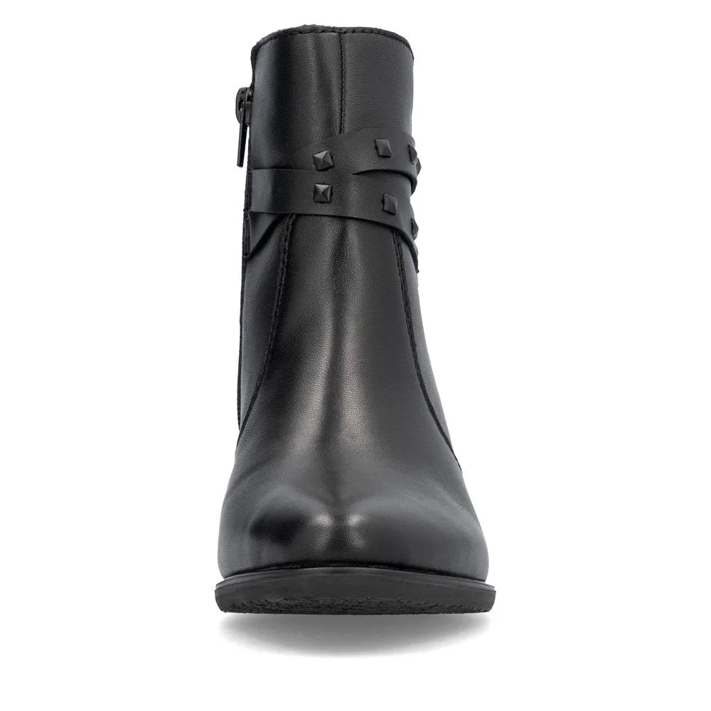 Rieker Ladies Stud Trim Mid Heel Ankle Boot