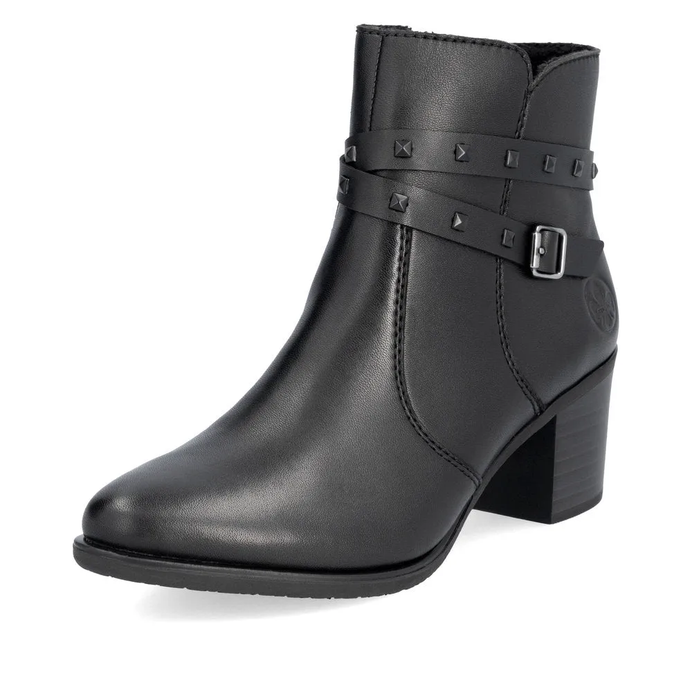 Rieker Ladies Stud Trim Mid Heel Ankle Boot