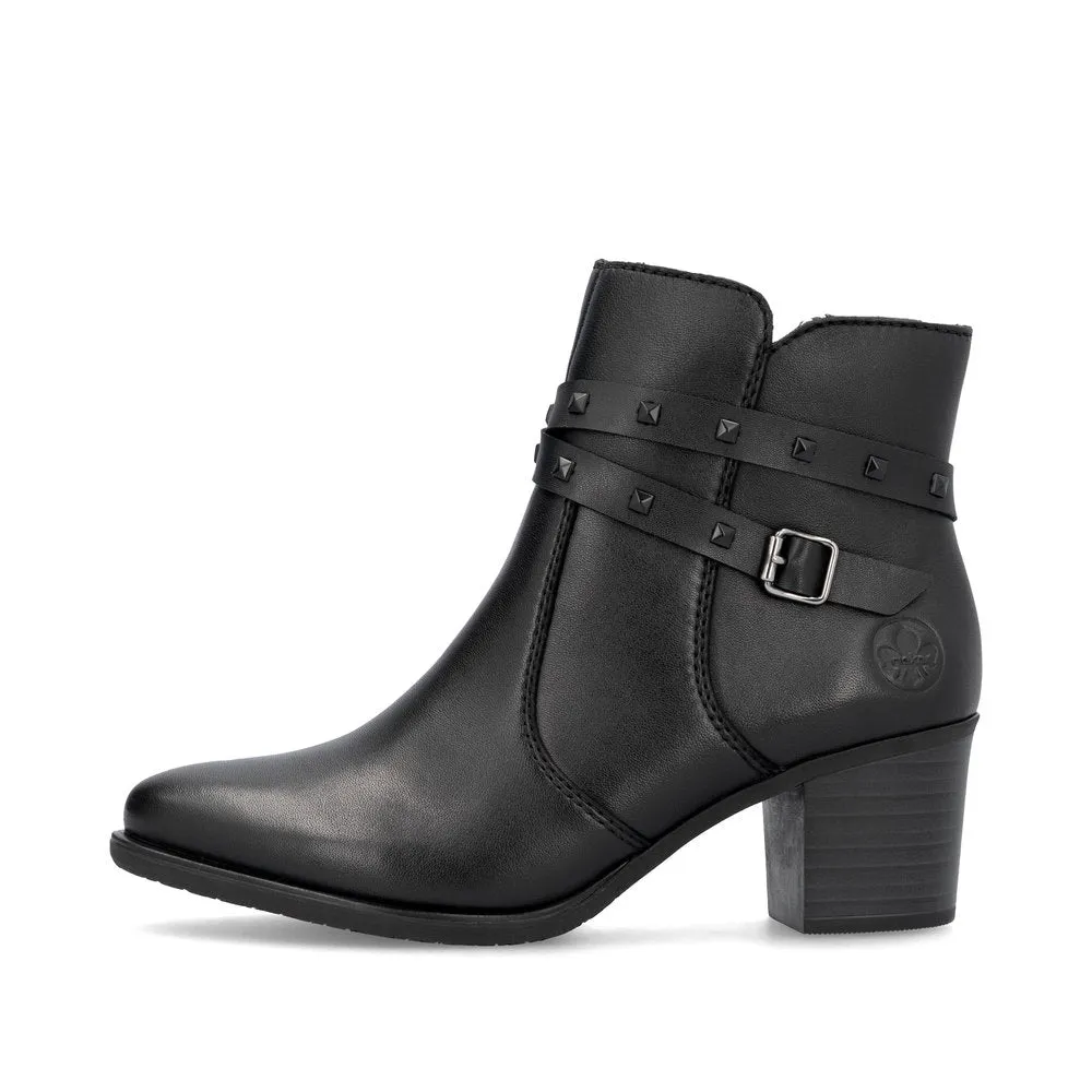 Rieker Ladies Stud Trim Mid Heel Ankle Boot