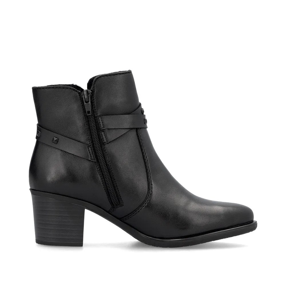 Rieker Ladies Stud Trim Mid Heel Ankle Boot