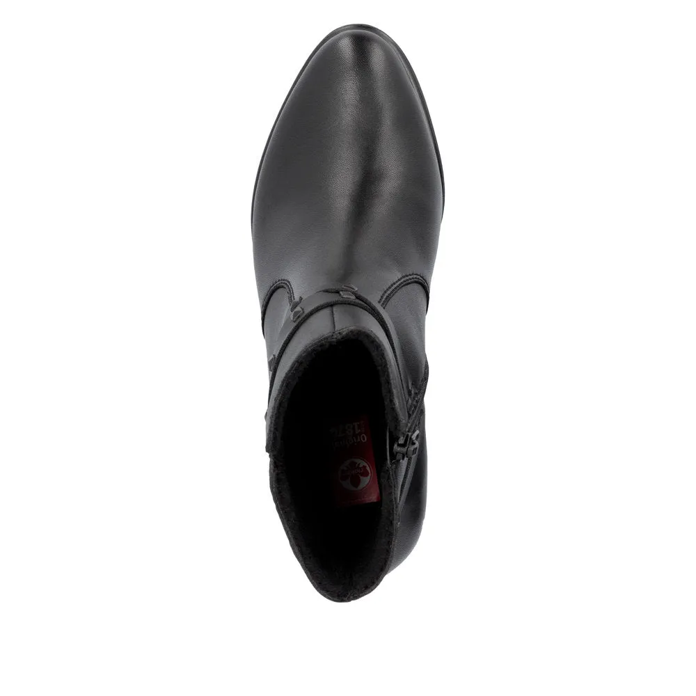 Rieker Ladies Stud Trim Mid Heel Ankle Boot